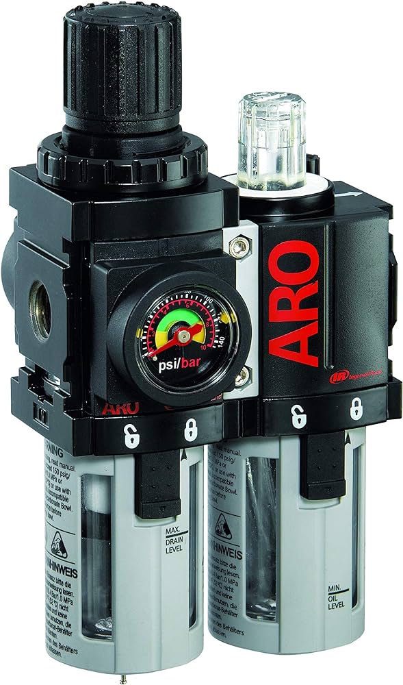 C38231-600-VS 3/8" PIGGYBACK FILTER/REGULATOR + LUBRICATOR, RETAIL | ARO (Ingersoll-Rand)