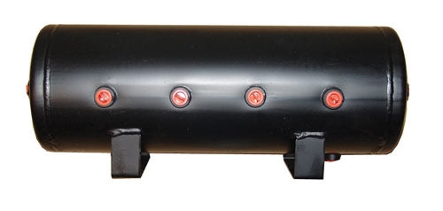 AIRTANK 5 Gal  8 ports Black Steel (5) 1/2" endports (2) 1/4" Aux Ports (1) 3/8" 8.4" Tall  29" Long