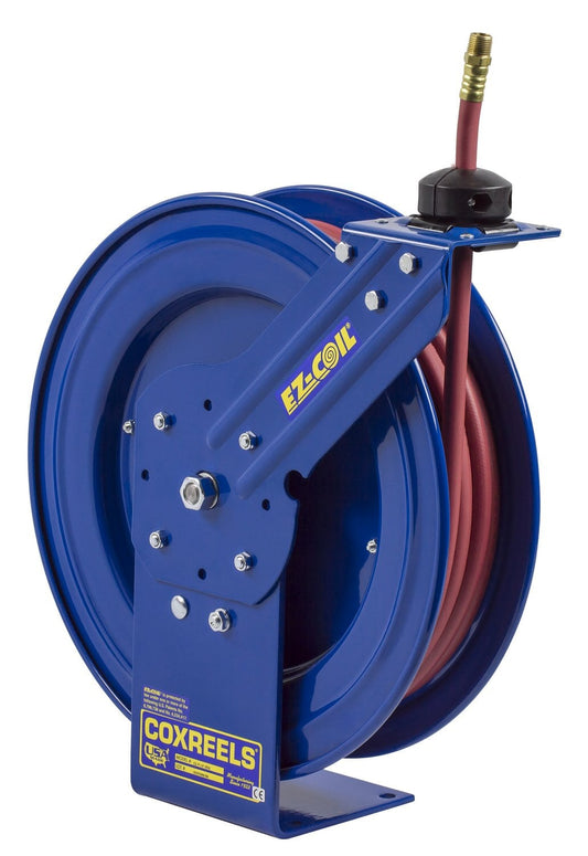 Coxreels Low Pressure Retractable Air/Water Hose Reel: 3/8" I.D., 25' Hose Capacity, with hose, 300 PSI
