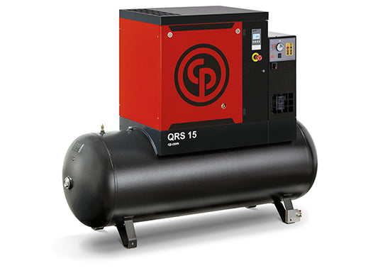 Chicago Pneumatic QRS 15 HP Tank Mount w. Dryer Rotary Screw Air Compressor | 54.9 CFM@125 PSI, 208-230/460 volt, 3 Phase | 4152023182