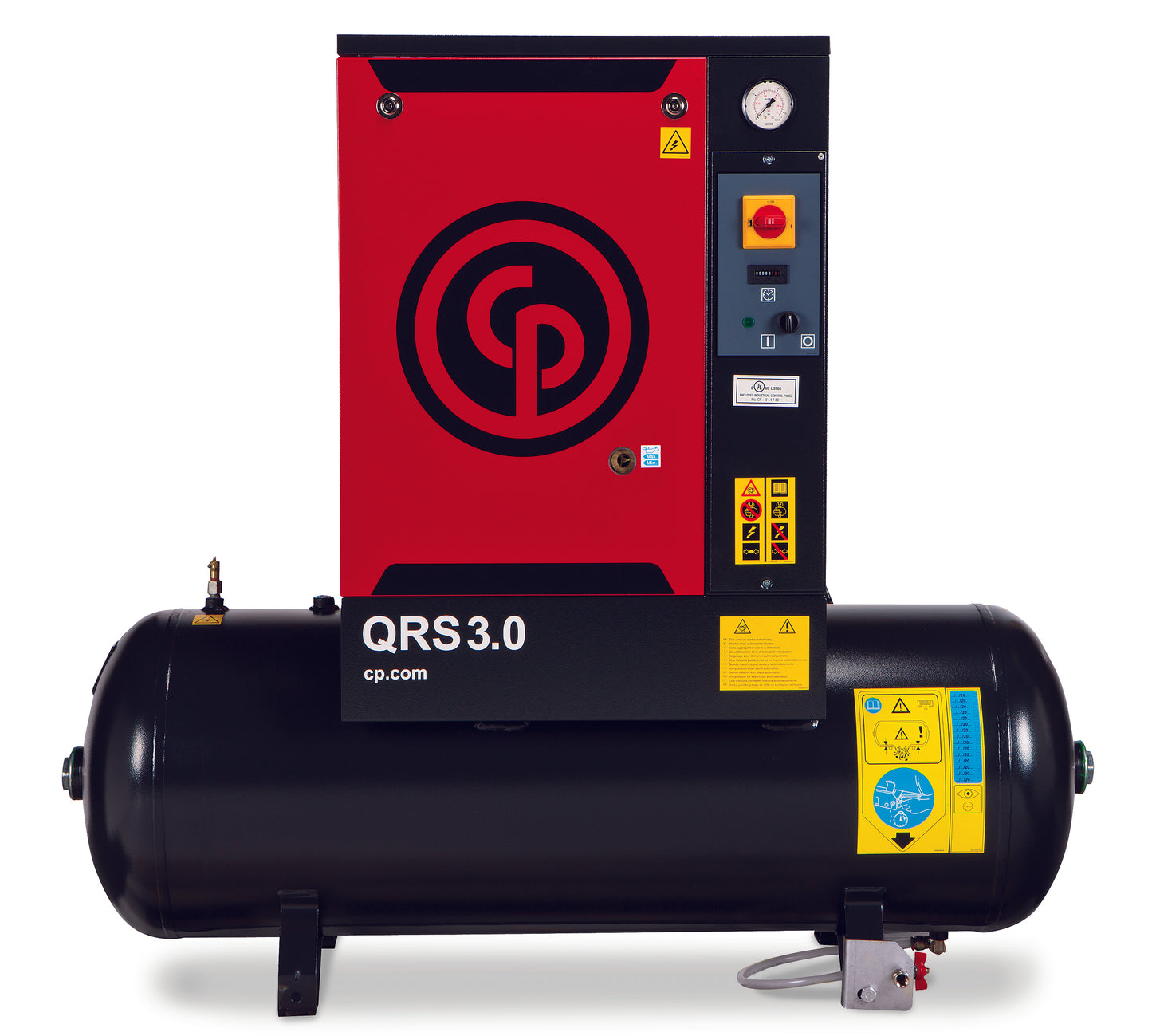 Chicago Pneumatic QRS 3.0 HP Tank Mount Rotary Screw Air Compressor | 9.8 CFM@145 PSI, 208-230/460 Volt, 3-Phase | 4152054771