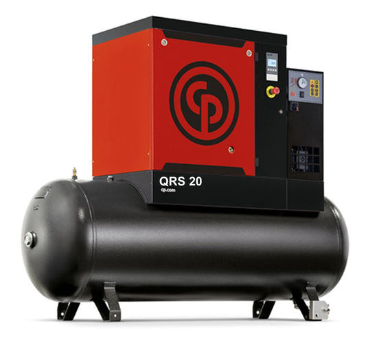 Chicago Pneumatic QRSM 20 HP Tank Mount w. Dryer Rotary Screw Air Compressor | 60.8 CFM@125 PSI, 208-230/460 volt, 3 Phase | 4152023190