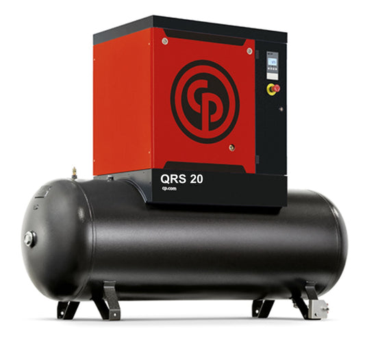 Chicago Pneumatic QRS 20 HP Tank Mount Rotary Screw Air Compressor | 82.2 CFM@125 PSI, 208-230/460 volt, 3 Phase | 4152027020