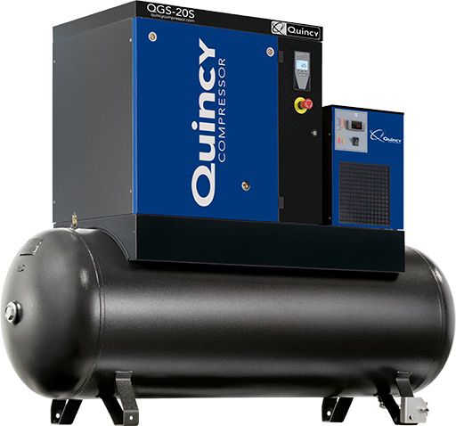 Quincy 5-HP Screw Compressor w. Tank and Dryer (230 Volt 1-Phase)
