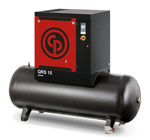 Chicago Pneumatic QRS 15 HP Tank Mount Rotary Screw Air Compressor | 54.9 CFM@125 PSI, 208-230/460 volt, 3 Phase | 4152023174